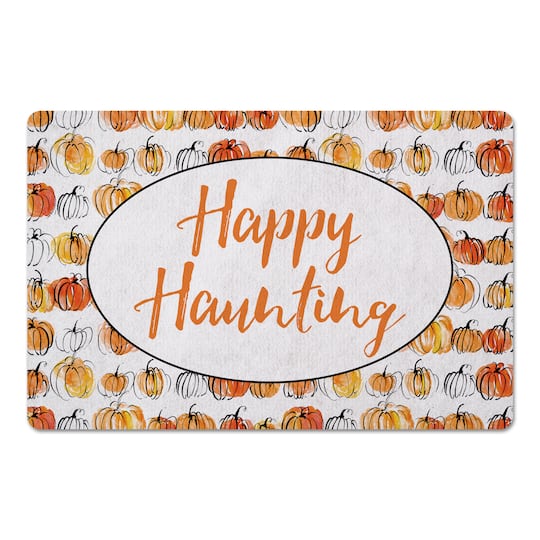 Happy Haunting Watercolor Pumpkins Floor Mat